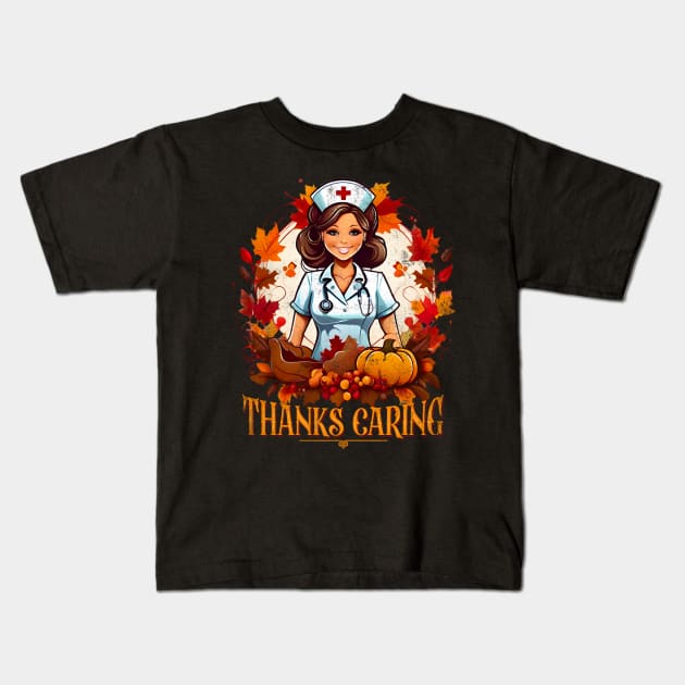 Thanksgiving - Thanks caring - Nurse Kids T-Shirt by design-lab-berlin